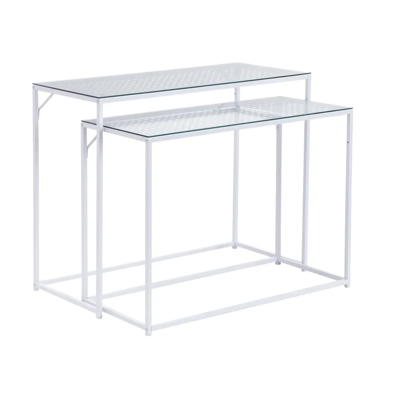 Galora Konsolbord 100 cm Set om 2, Transparent och matt vit