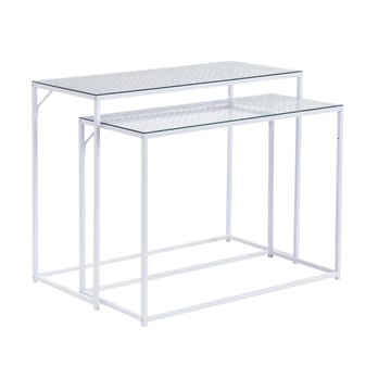 Galora Konsolbord 100 cm Set om 2 - Transparent och matt vit - Möbler - Bord & matgrupp - Avlastningsbord & sidobord - Satsbord