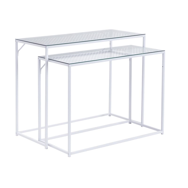 Galora Konsolbord 100 cm Set om 2 - Transparent och matt vit - Möbler - Bord & matgrupp - Avlastningsbord & sidobord - Satsbord