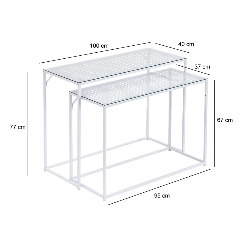 Galora Konsolbord 100 cm Set om 2 - Transparent och matt vit - Möbler - Bord & matgrupp - Avlastningsbord & sidobord - Satsbord