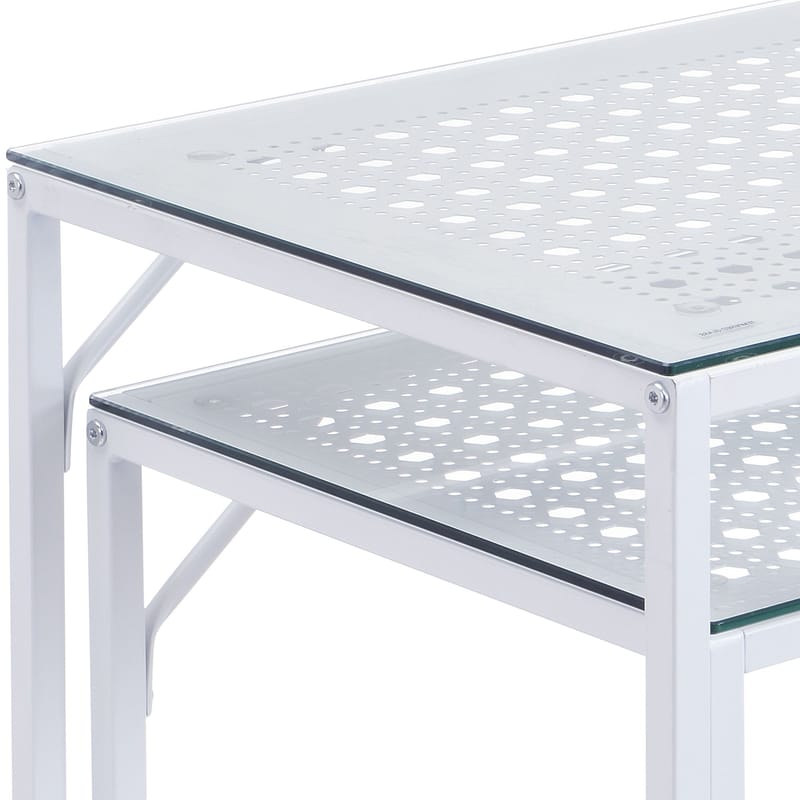 Galora Konsolbord 100 cm Set om 2 - Transparent och matt vit - Möbler - Bord & matgrupp - Avlastningsbord & sidobord - Satsbord
