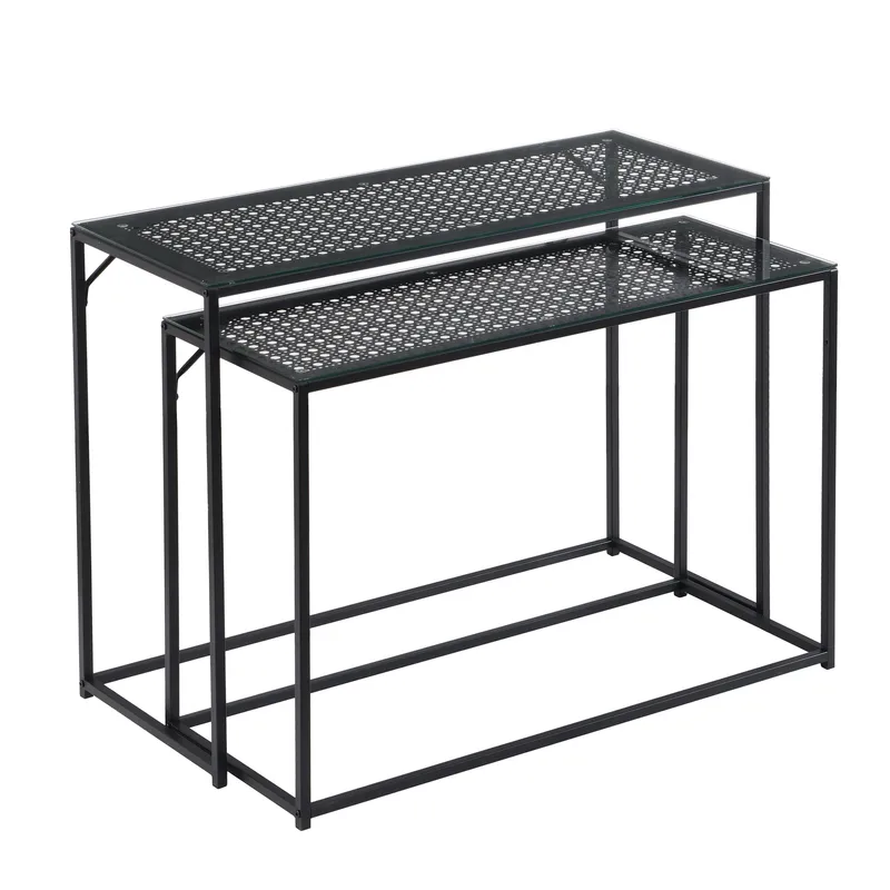 Galora Konsolbord 100 cm Set om 2, Transparent och mattsvart