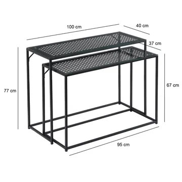 Galora Konsolbord 100 cm Set om 2 - Transparent och mattsvart - Möbler - Bord & matgrupp - Avlastningsbord & sidobord - Satsbord