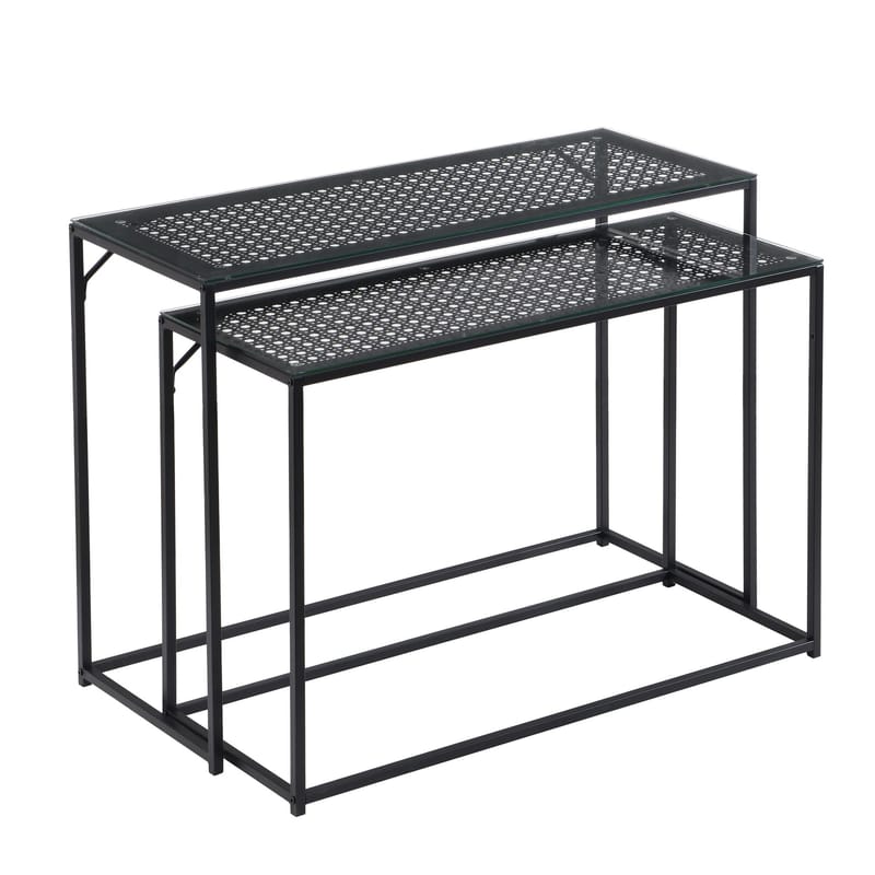 Galora Konsolbord 100 cm Set om 2 - Transparent och mattsvart - Möbler - Bord & matgrupp - Avlastningsbord & sidobord - Satsbord