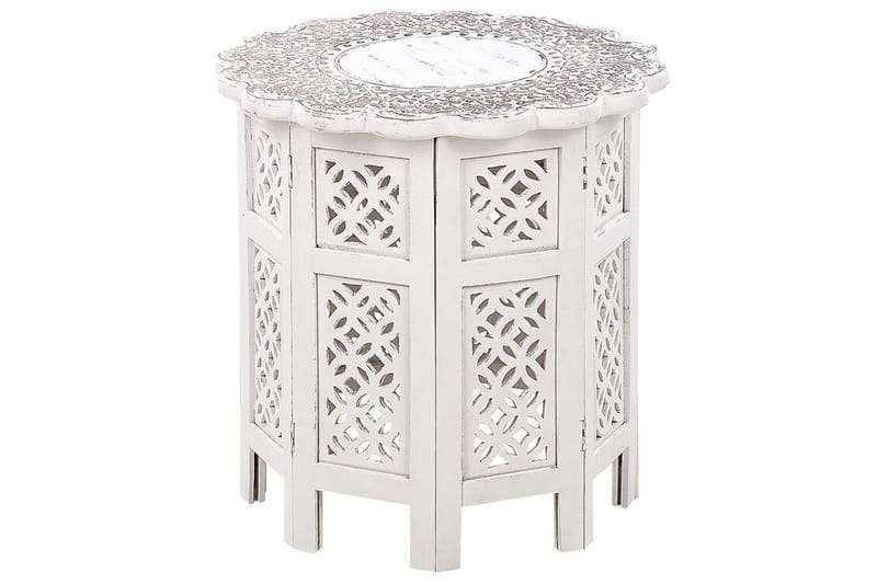 Garry Sidobord 44 cm, Vit/Grå/Ljust trä