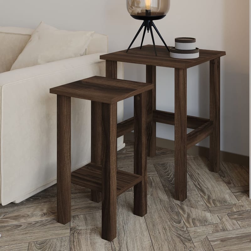 Ginallie Sidobord set 45x60 cm - Valnöt - Möbler - Bord & matgrupp - Avlastningsbord & sidobord - Brickbord & småbord