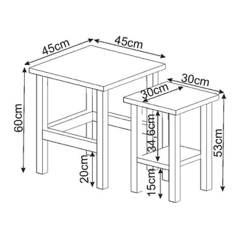 Ginallie Sidobord set 45x60 cm - Valnöt - Möbler - Bord & matgrupp - Avlastningsbord & sidobord - Brickbord & småbord