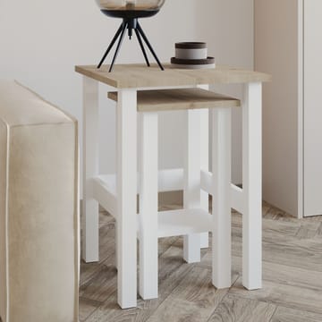 Ginallie Sidobord set 45x60 cm - Vit och Sapphire Oak - Möbler - Bord & matgrupp - Avlastningsbord & sidobord - Brickbord & småbord