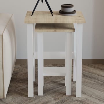 Ginallie Sidobord set 45x60 cm - Vit och Sapphire Oak - Möbler - Bord & matgrupp - Avlastningsbord & sidobord - Brickbord & småbord