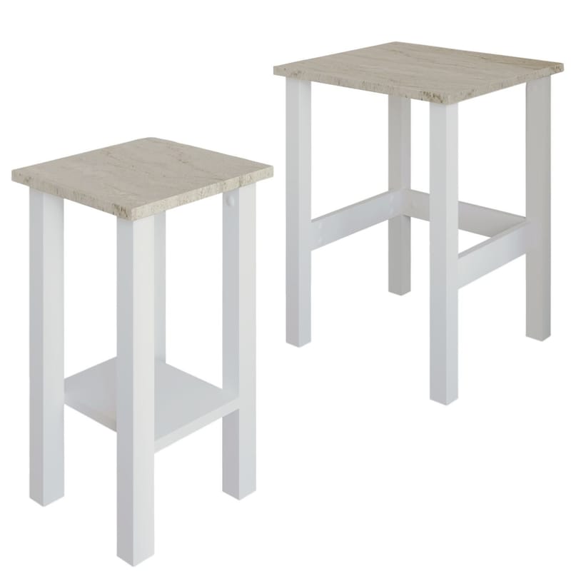 Ginallie Sidobord set 45x60 cm - Vitt och travertin - Möbler - Bord & matgrupp - Avlastningsbord & sidobord - Brickbord & småbord