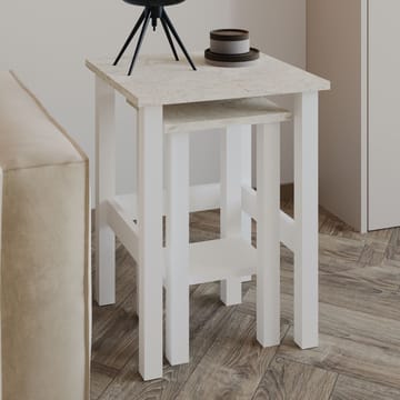Ginallie Sidobord set 45x60 cm - Vitt och travertin - Möbler - Bord & matgrupp - Avlastningsbord & sidobord - Brickbord & småbord
