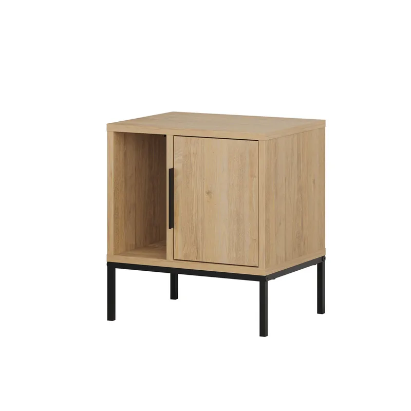 Glynn Sängbord 45 cm i Ekutseende med Förvaring och Hyllor, Brun
