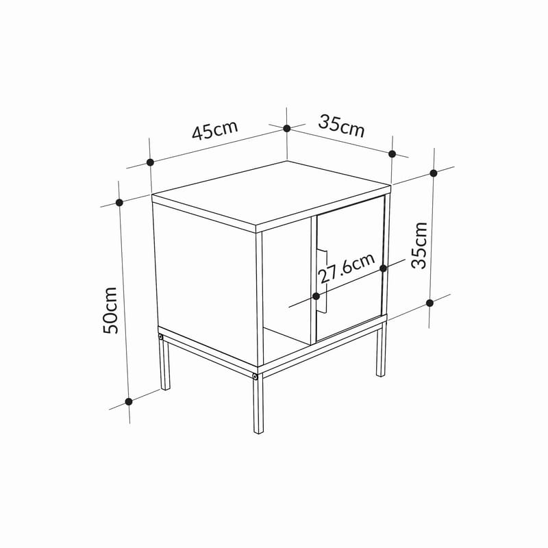 Glynn Sängbord 45 cm i Ekutseende med Förvaring och Hyllor - Brun - Möbler - Bord & matgrupp - Avlastningsbord & sidobord - Sängbord & nattduksbord