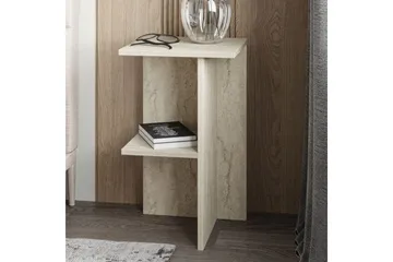 Gwyneth Sängbord 36 cm med Travertinutseende, Förvaring med Hyllor - Grå - Möbler - Bord & matgrupp - Avlastningsbord & sidobord - Sängbord & nattduksbord