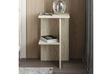 Gwyneth Sängbord 36 cm med Travertinutseende, Förvaring med Hyllor - Grå - Möbler - Bord & matgrupp - Avlastningsbord & sidobord - Sängbord & nattduksbord