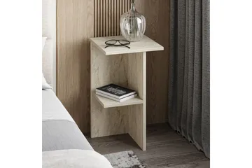 Gwyneth Sängbord 36 cm med Travertinutseende, Förvaring med Hyllor - Grå - Möbler - Bord & matgrupp - Avlastningsbord & sidobord - Sängbord & nattduksbord