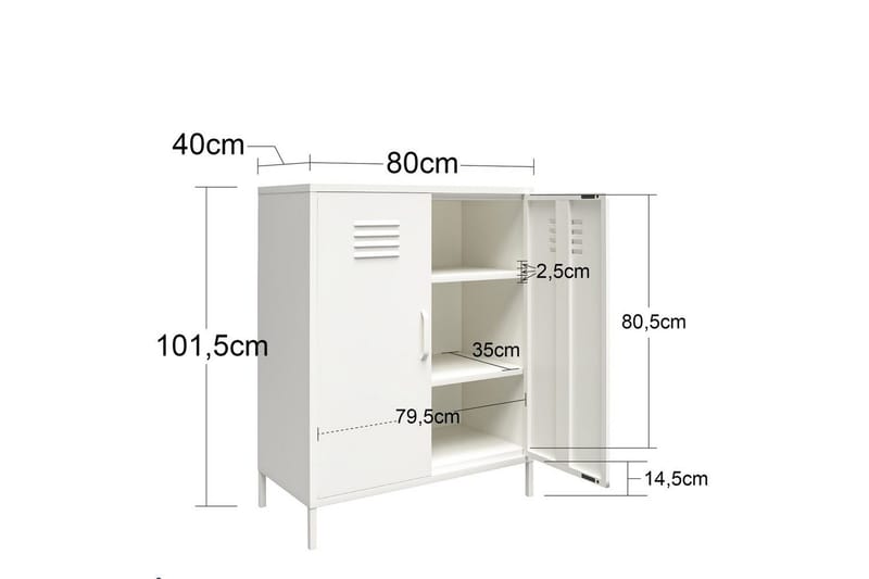 Högskåp Mission District 40x80x102 cm, Vit - 40x80x102 cm, Vit - Möbler - Bord & matgrupp - Avlastningsbord & sidobord - Konsolbord & hallbord