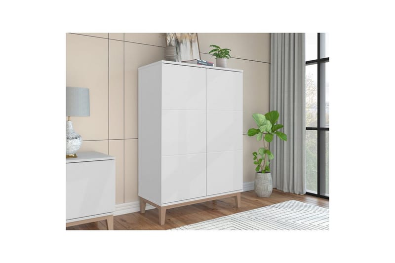 Högskåp Pelle Vit/Wotan ek - Vit/Wotan ek - Förvaring - Skåp - Förvaringsskåp