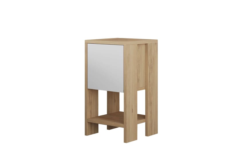 Haelyn Sängbord 30 cm med Trä- och Ekutseende, Förvaring med Hylla - Natur/Vit - Möbler - Bord & matgrupp - Avlastningsbord & sidobord - Sängbord & nattduksbord
