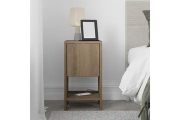 Haelyn Sängbord 30 cm med Trä- och Valnötsutseende, Förvaring med Hylla - Brun - Möbler - Bord & matgrupp - Avlastningsbord & sidobord - Sängbord & nattduksbord