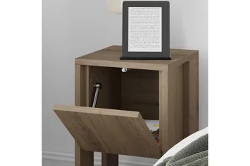 Haelyn Sängbord 30 cm med Trä- och Valnötsutseende, Förvaring med Hylla - Brun - Möbler - Bord & matgrupp - Avlastningsbord & sidobord - Sängbord & nattduksbord