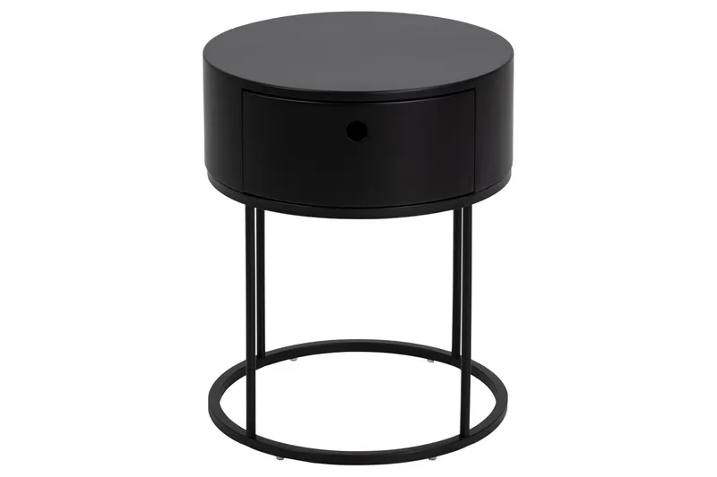 Hastane Sängbord 40 cm Rund i Trä med Metallunderrede - Svart - Möbler - Bord & matgrupp - Avlastningsbord & sidobord - Sängbord & nattduksbord