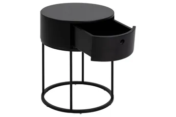 Hastane Sängbord 40 cm Rund i Trä med Metallunderrede - Svart - Möbler - Bord & matgrupp - Avlastningsbord & sidobord - Sängbord & nattduksbord
