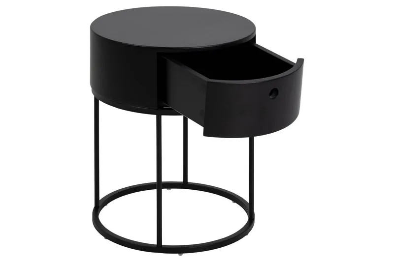 Hastane Sängbord 40 cm Rund i Trä med Metallunderrede - Svart - Möbler - Bord & matgrupp - Avlastningsbord & sidobord - Sängbord & nattduksbord
