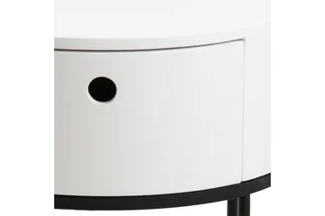 Hastane Sängbord 40 cm Rund med Lådor i Trä och Metall - Vit - Möbler - Bord & matgrupp - Avlastningsbord & sidobord - Sängbord & nattduksbord