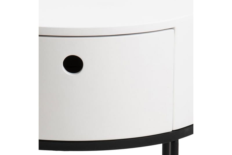 Hastane Sängbord 40 cm Rund med Lådor i Trä och Metall - Vit - Möbler - Bord & matgrupp - Avlastningsbord & sidobord - Sängbord & nattduksbord