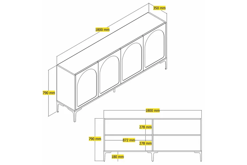 Hazim Konsollbord 180 cm - Vit/Svart - Möbler - Bord & matgrupp - Avlastningsbord & sidobord - Konsolbord & hallbord