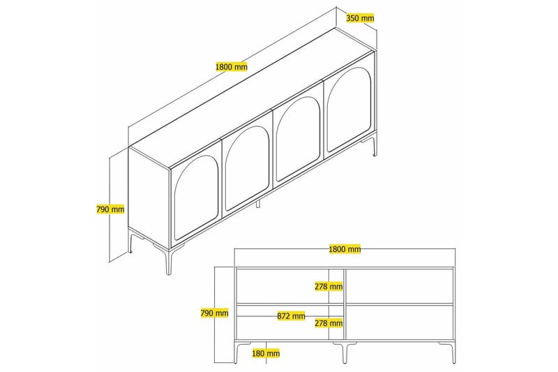 Hazim Konsollbord 180 cm - Vit/Svart - Möbler - Bord & matgrupp - Avlastningsbord & sidobord - Konsolbord & hallbord
