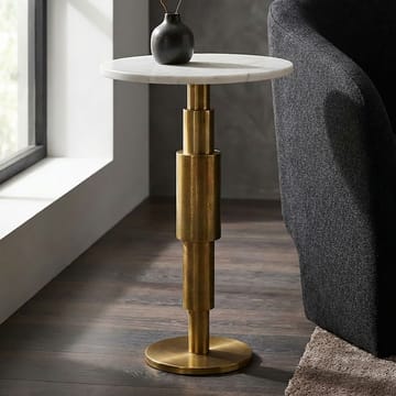 Heluna Sidobord 37 cm - vit marmor och guld - Möbler - Bord & matgrupp - Avlastningsbord & sidobord - Piedestal & blompiedestal