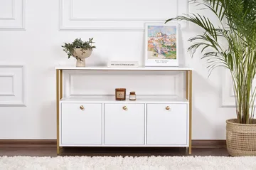 Hemani Konsolbord 120 cm - Vitt och guld - Möbler - Bord & matgrupp - Avlastningsbord & sidobord - Konsolbord & hallbord