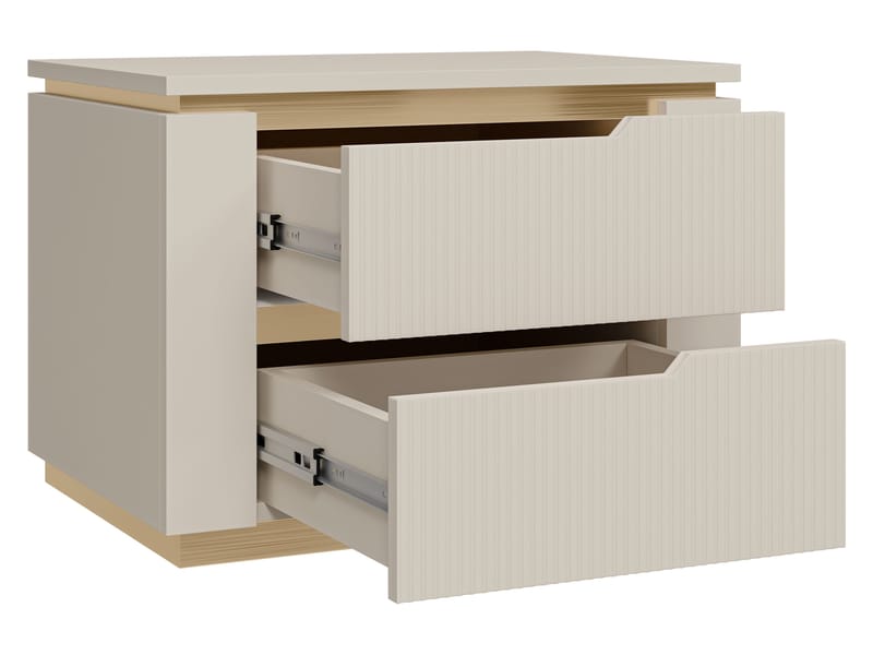 Hilafin Sängbord i Målat Trä med Förvaring och Lådor - Beige - Möbler - Bord & matgrupp - Avlastningsbord & sidobord - Sängbord & nattduksbord