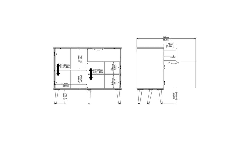 Hostafranc Skänk 98,7 cm - Vit - Förvaring - Förvaringsmöbler - Sideboard & skänk