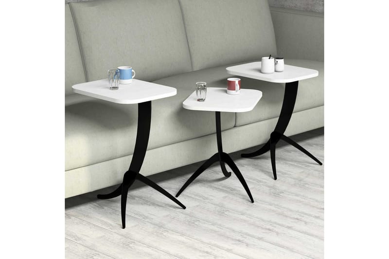 Hovdane Satsbord 45 cm 3 Bord - Vit/Svart - Möbler - Bord & matgrupp - Soffbord