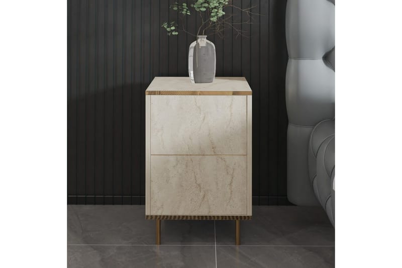 Imaj Sängbord 40 cm - Beige/Guld - Möbler - Bord & matgrupp - Avlastningsbord & sidobord - Sängbord & nattduksbord