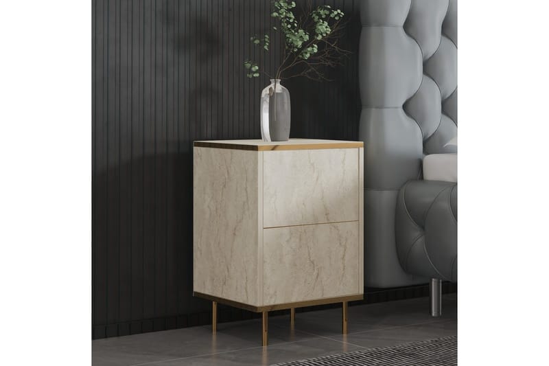 Imaj Sängbord 40 cm - Beige/Guld - Möbler - Bord & matgrupp - Avlastningsbord & sidobord - Sängbord & nattduksbord