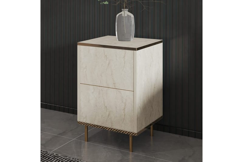 Imaj Sängbord 40 cm - Beige/Guld - Möbler - Bord & matgrupp - Avlastningsbord & sidobord - Sängbord & nattduksbord
