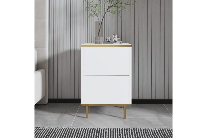 Imaj Sängbord 40 cm - Vit/Guld - Möbler - Bord & matgrupp - Avlastningsbord & sidobord - Sängbord & nattduksbord