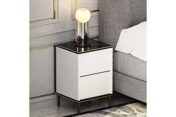 Imaj Sängbord 40 cm - Vit/Svart/Guld - Möbler - Bord & matgrupp - Avlastningsbord & sidobord - Sängbord & nattduksbord