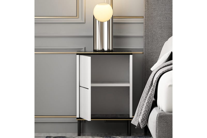 Imaj Sängbord 40 cm - Vit/Svart/Guld - Möbler - Bord & matgrupp - Avlastningsbord & sidobord - Sängbord & nattduksbord