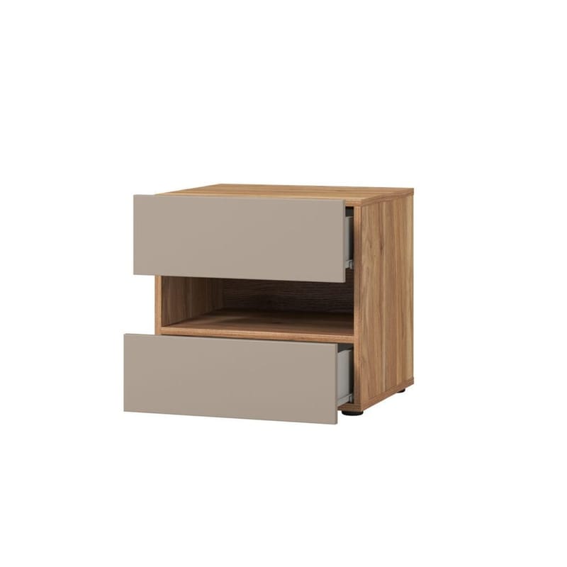 Impressio Sängbord i Trä med 2 Lådor - Gråbeige - Möbler - Bord & matgrupp - Avlastningsbord & sidobord - Sängbord & nattduksbord