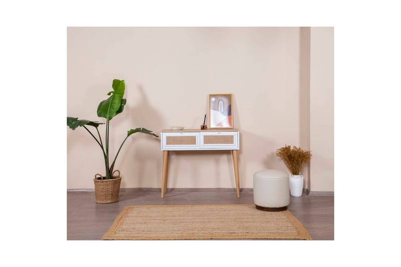 Jatinder Sidobord 95 cm - Vitfärgat trä/Mediumfärgat trä - Möbler - Bord & matgrupp - Avlastningsbord & sidobord - Lampbord & sidobord