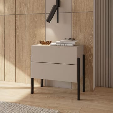 Jukon Sängbord i Trä med 2 Lådor och Metallben - Ljusbeige - Möbler - Bord & matgrupp - Avlastningsbord & sidobord - Sängbord & nattduksbord