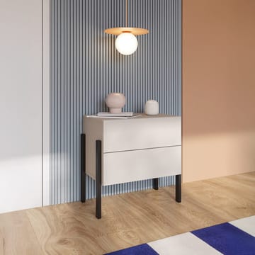 Jukon Sängbord i Trä med 2 Lådor och Metallben - Ljusbeige - Möbler - Bord & matgrupp - Avlastningsbord & sidobord - Sängbord & nattduksbord