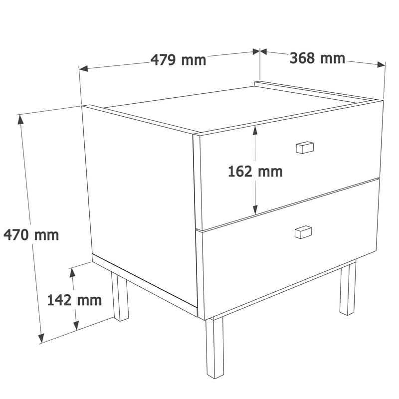 Kamulu Sängbord 47,9x47x36,8 cm - Vit - Möbler - Bord & matgrupp - Avlastningsbord & sidobord - Sängbord & nattduksbord