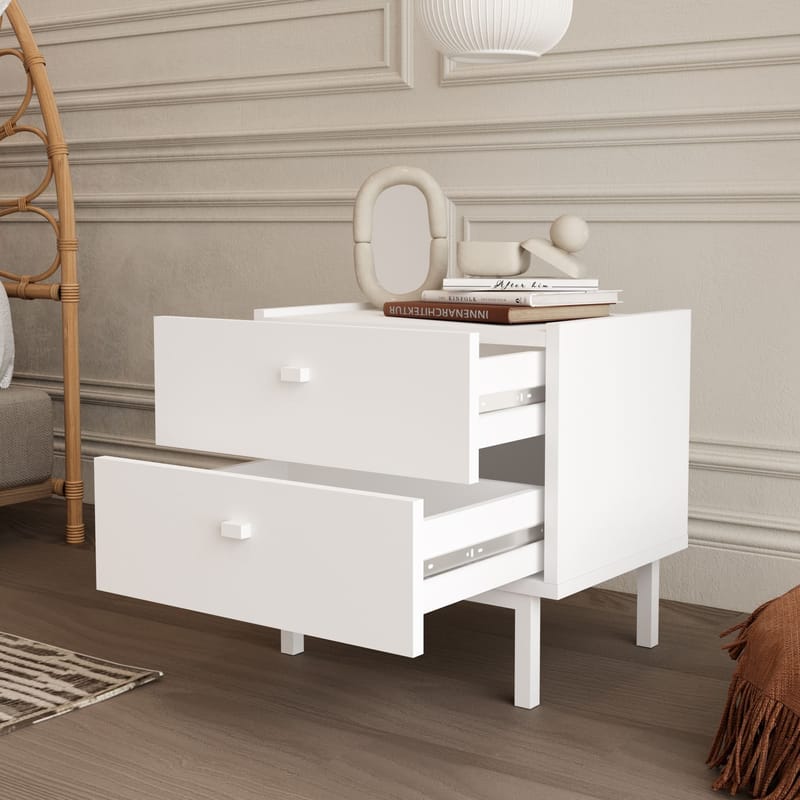 Kamulu Sängbord 47,9x47x36,8 cm - Vit - Möbler - Bord & matgrupp - Avlastningsbord & sidobord - Sängbord & nattduksbord