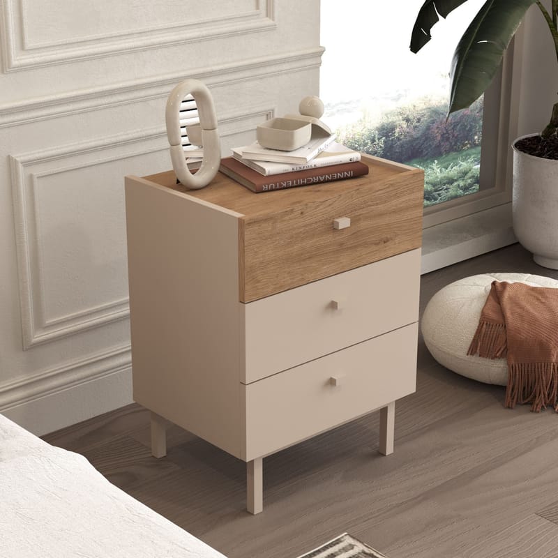 Kamulu Sängbord 47,9x63,5x36,8 cm - Sand och ek - Möbler - Bord & matgrupp - Avlastningsbord & sidobord - Sängbord & nattduksbord